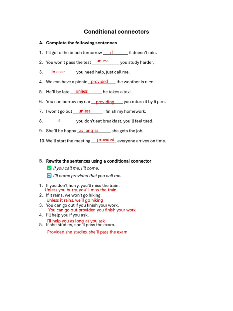 Conditional Connectors Activities | PDF