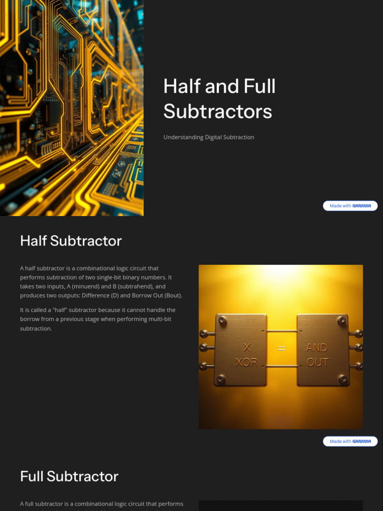 Half and Full Subtractors | PDF | Subtraction | Electrical Engineering