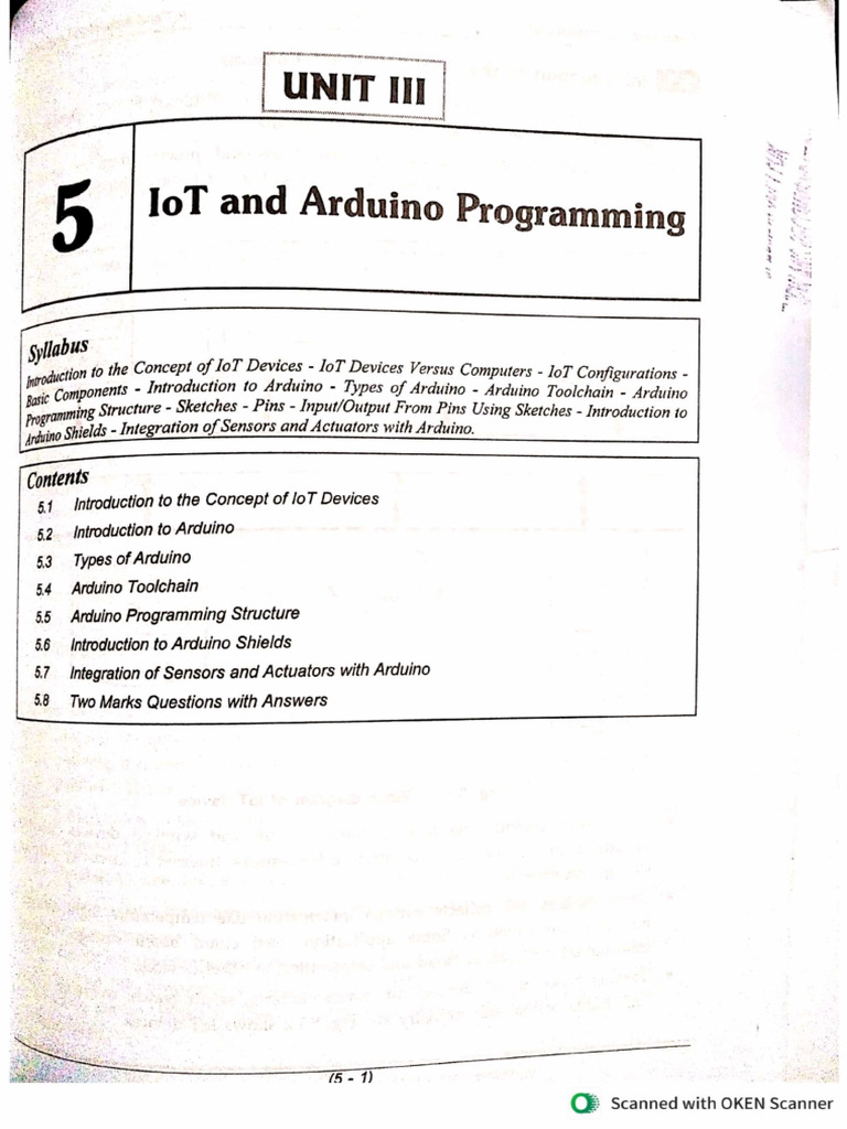 Cs3691 Embedded System and Iot EIOT Unit 5 | PDF