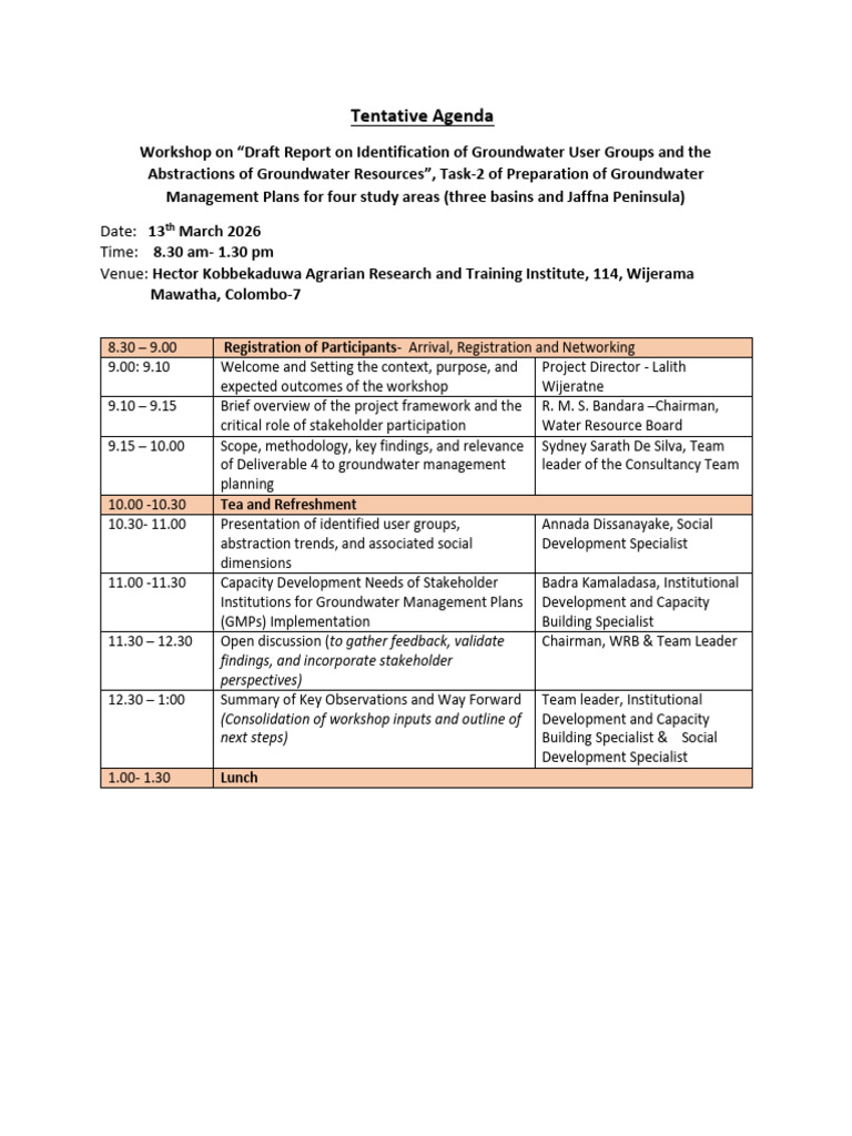 Tentative Agenda | PDF
