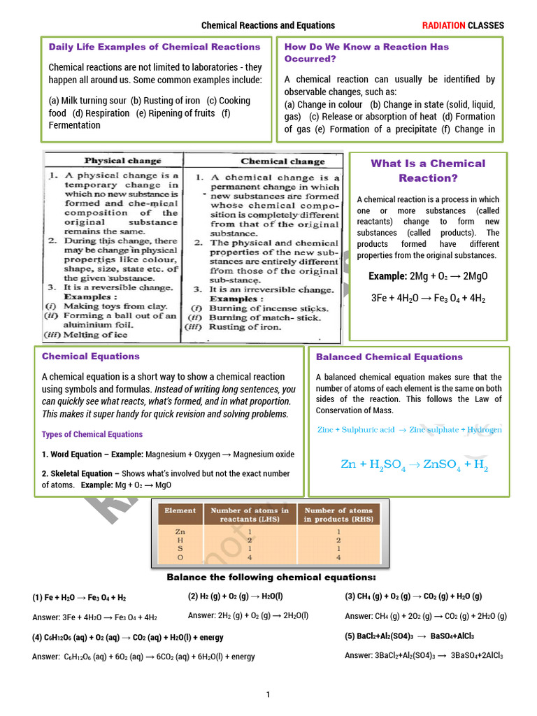 Chemical Reactions and Equations | PDF | Chemical Reactions | Redox