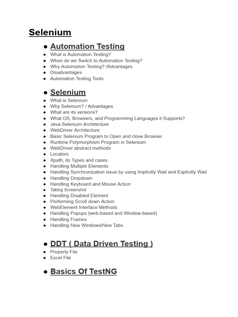 Selenium Syllabus | PDF