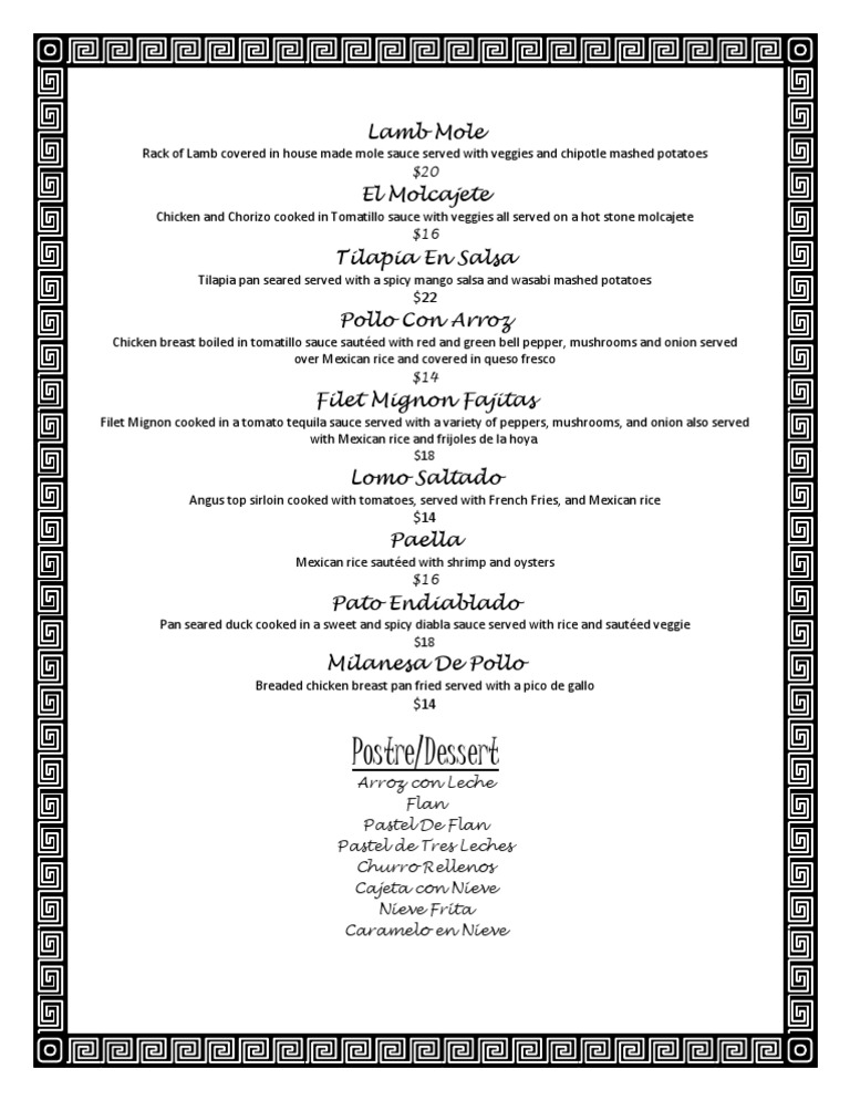 Main Course Options at The Restaurant | PDF