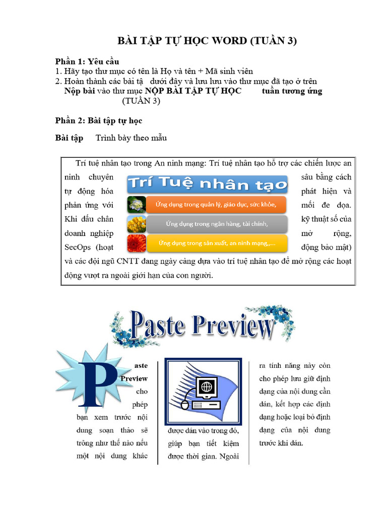 Bai Tap Tu Hoc Word 2 - Tuan 3 | PDF