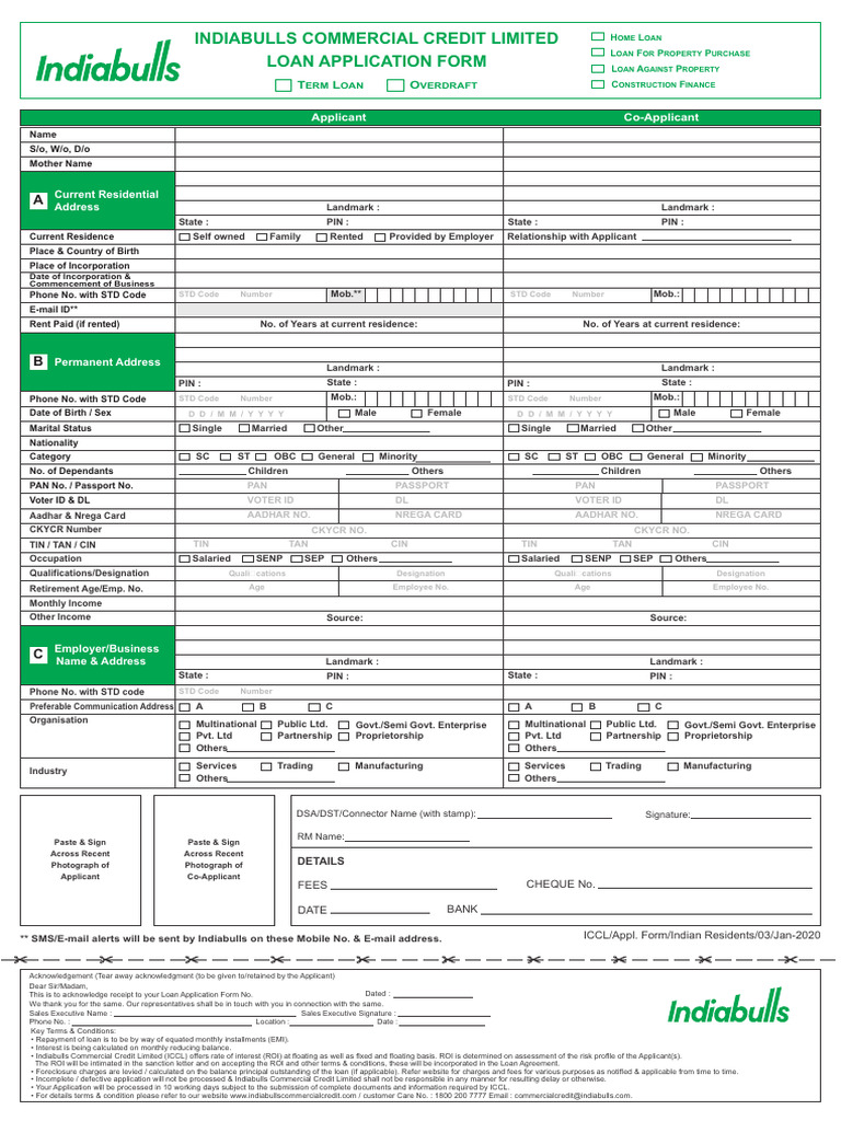 ICCL Home Loan Application Form English | PDF | Loans | Banks