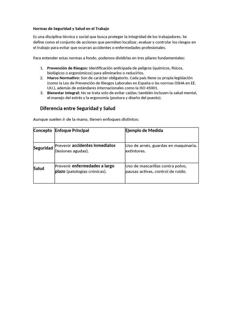 Normas de Seguridad y Salud en El Trabajo | PDF