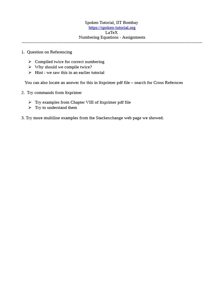 Numbering Equations Assignment | PDF
