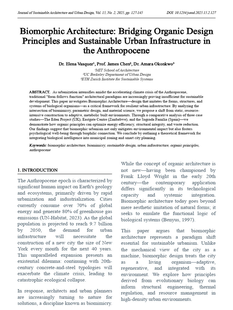 Biomorphic Architecture and Sustainable Urban Infrastructure | PDF ...
