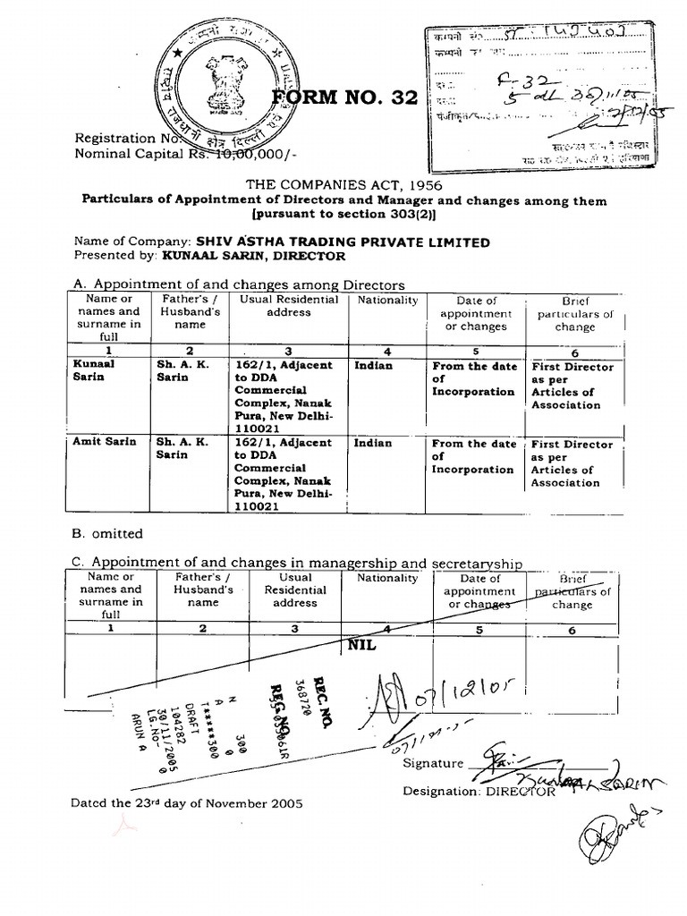 Form 32 - 11 - 03 - 2006 | PDF
