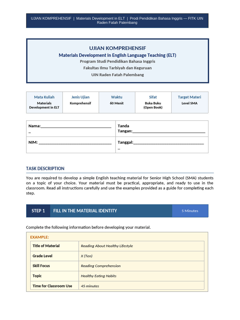 Instrument Ujian Materials Development ELT (Kirim MHS) | PDF | Healthy ...