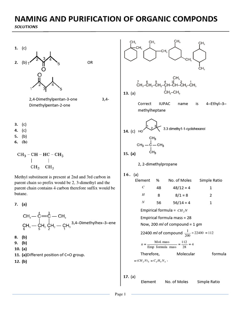 22naming and Purification of Organic Componds | PDF | Mole (Unit) | Ore