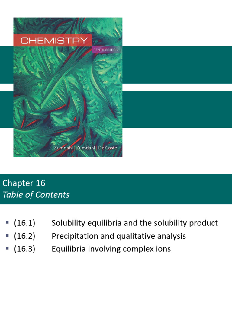 Ch.16 - Solubility and Complex Ion Equilibria | PDF | Chemical ...