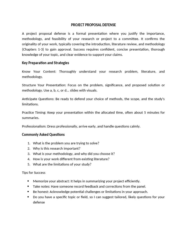 Project Proposal Defense | PDF