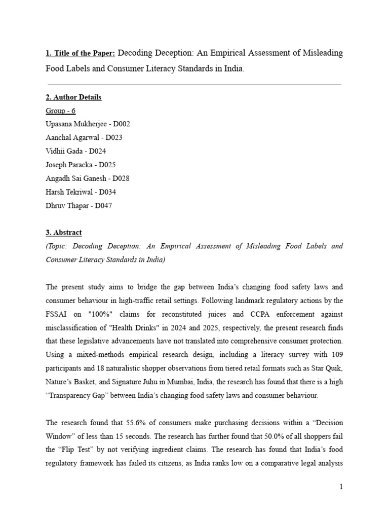 Decoding Deception - Research Methodology Report | PDF | Consumer ...