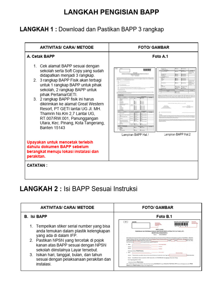 Langkah Pengisian Bapp 2025 | PDF