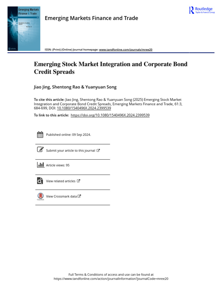 Emerging Stock Market Integration and Corporate Bond Credit Spreads | PDF