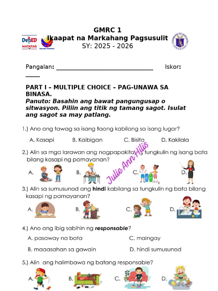 GMRC 1 4th Quarter | PDF