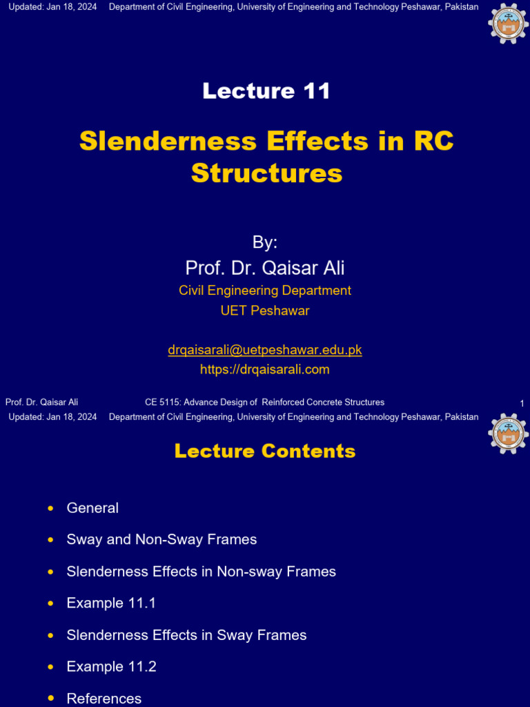 Color Version Lecture 11 Selenderness Effects in RC Structures33 | PDF ...