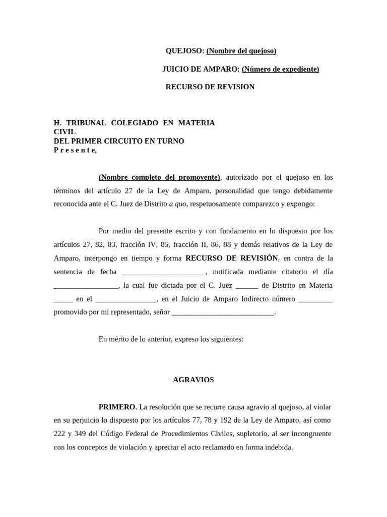 Recurso de Revision de Amparo | PDF