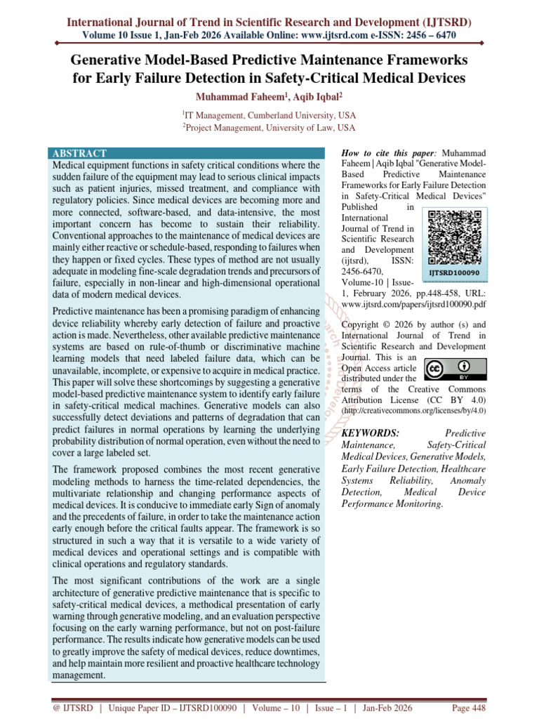 Generative Model Based Predictive Maintenance Frameworks For Early ...