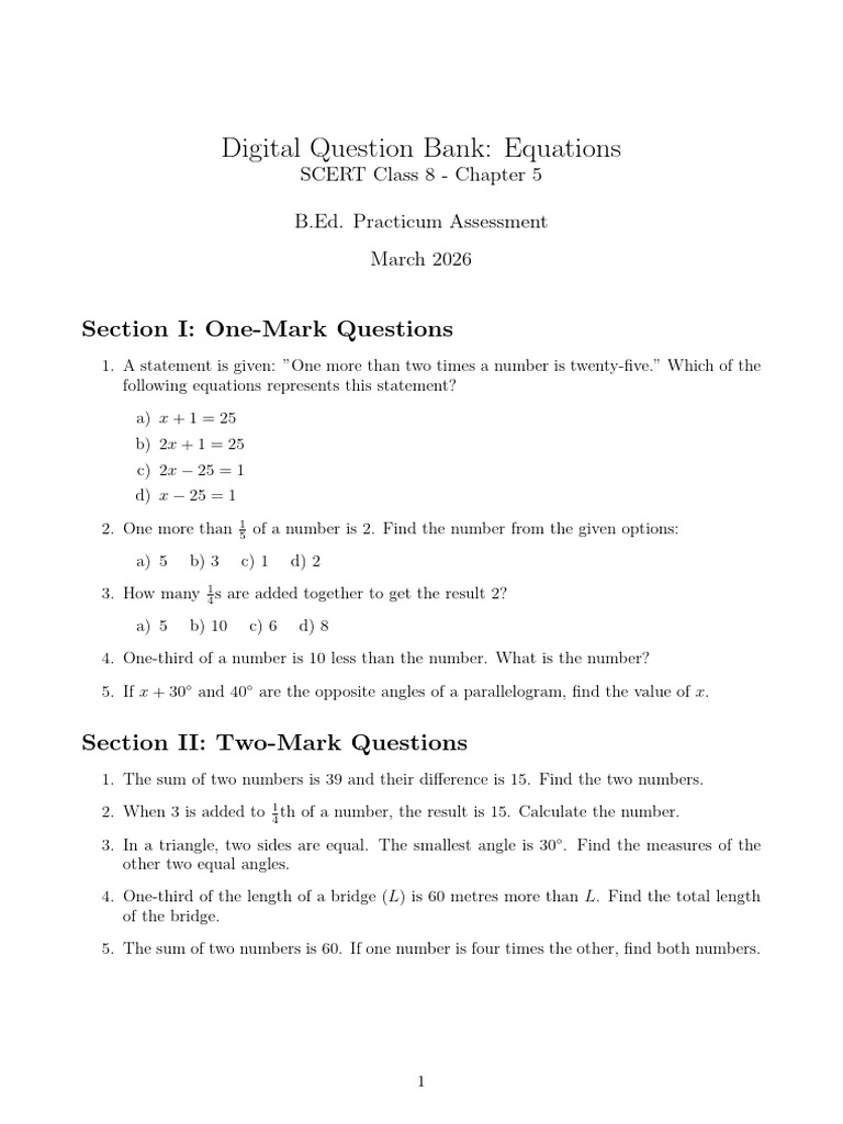 Practicum - Digital Question Bank Class 8 Scert Mathematics | PDF ...
