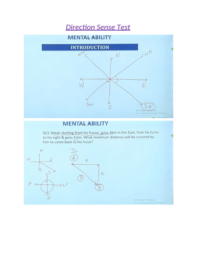 Direction Sense Test - 2 - Grade 10 Mental Ability | PDF