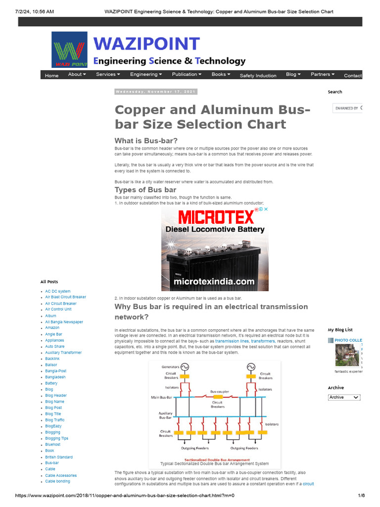 Copper and Aluminum Bus-Bar Size Selection Chart | PDF | Electric Power ...