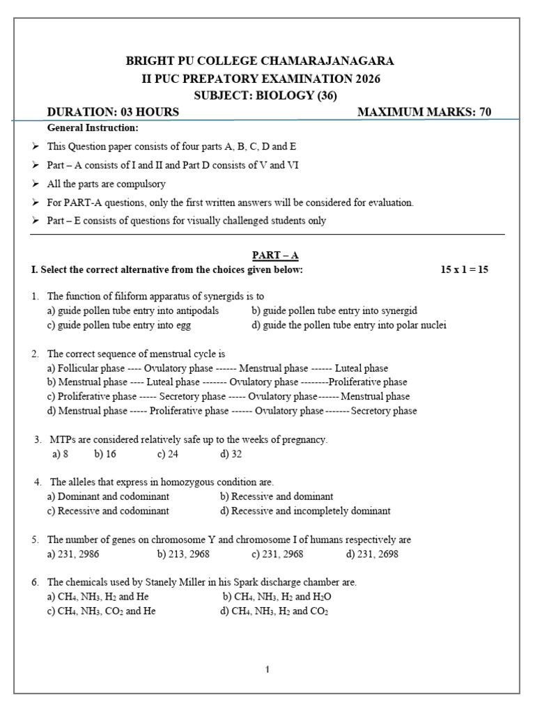Bio 2nd Prepatory Examination | PDF | Menstrual Cycle | Dominance ...
