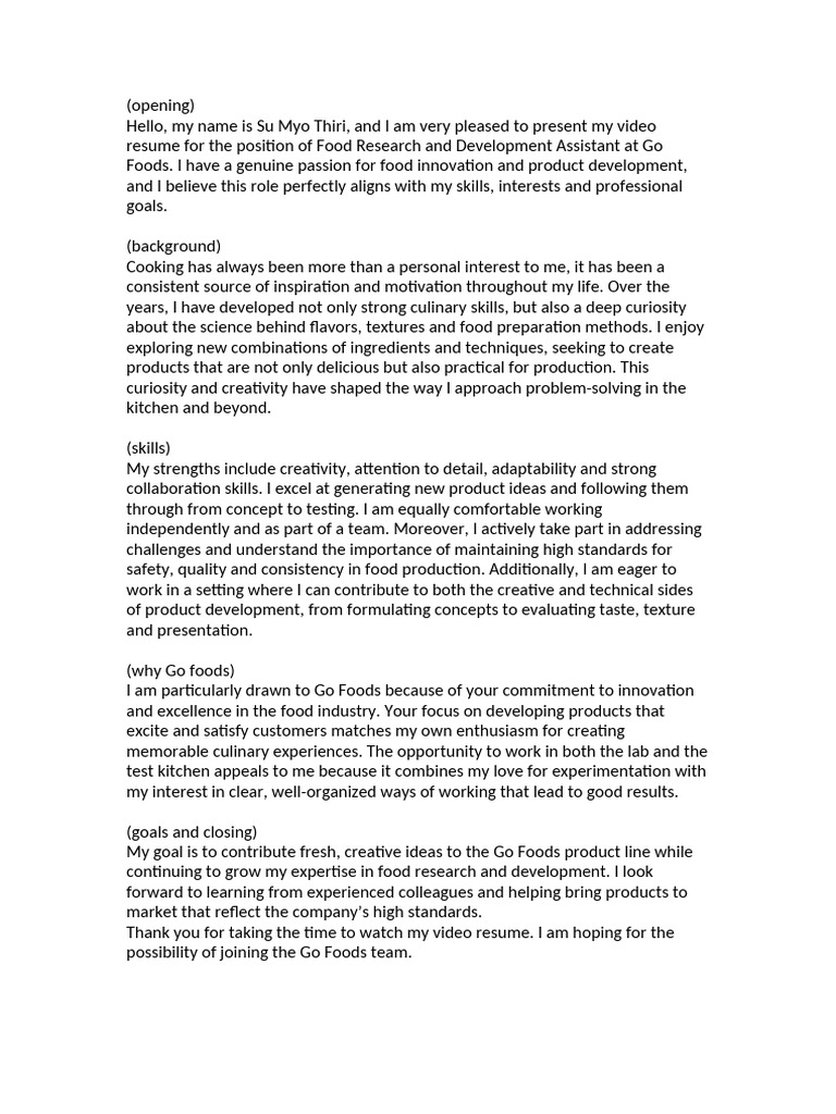 Script For Video Resume | PDF