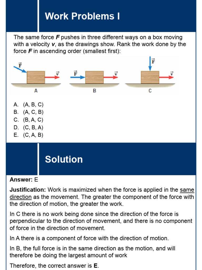 Work Problemswith Solutions Part 1 | PDF | Force | Potential Energy