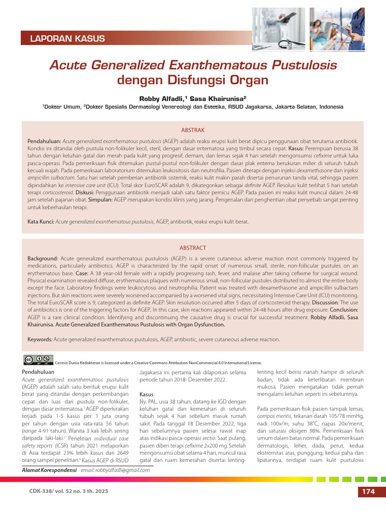 Acute Generalized Exanthematous Pustulosis Dengan Disfungsi Organ | PDF