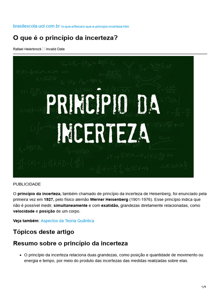 O Que É o Princípio Da Incerteza | PDF | Princípio da incerteza ...