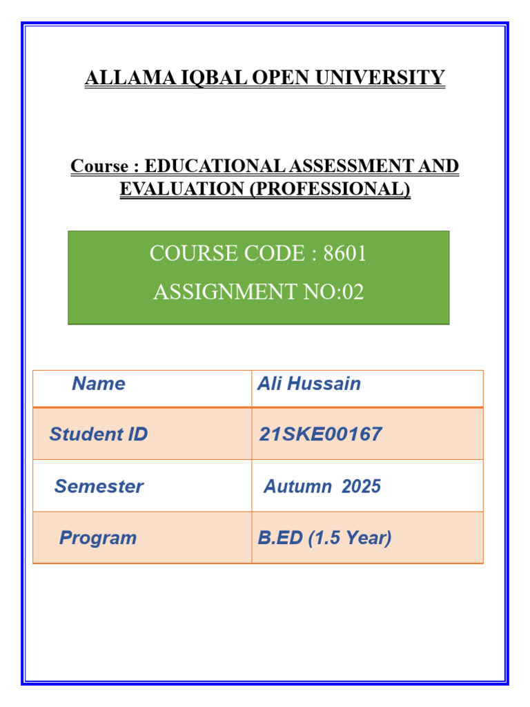 Ali Hussain Aiou 5602 Assignment No 2 | PDF | Validity (Statistics) | Mean