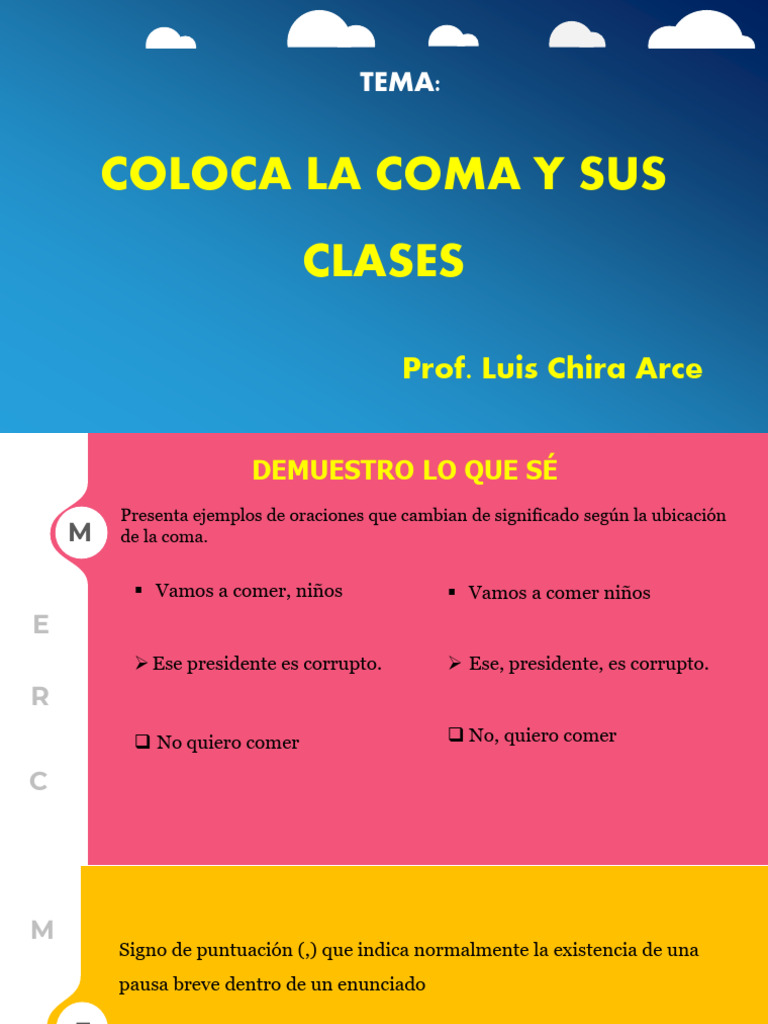 ESCRIBEN LA COMA Y SUS CLASES | PDF | Coma | Sintaxis