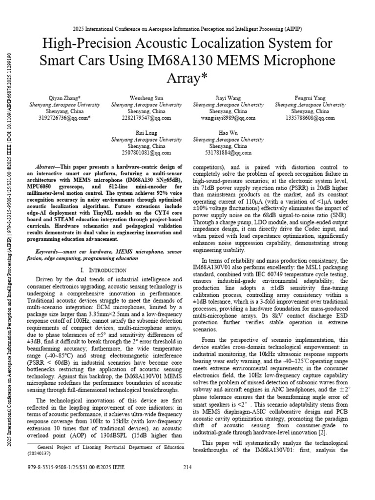High-Precision Acoustic Localization System For Smart Cars Using ...