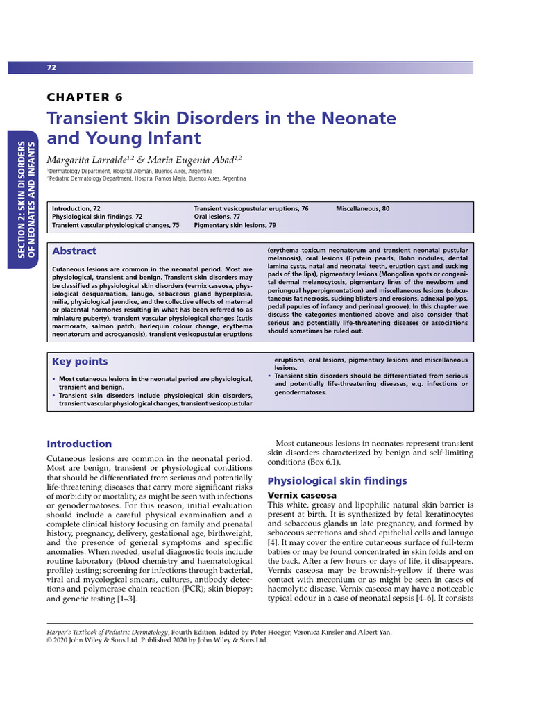 Transient Skin Disorder and Young Infant | PDF | Medical Specialties