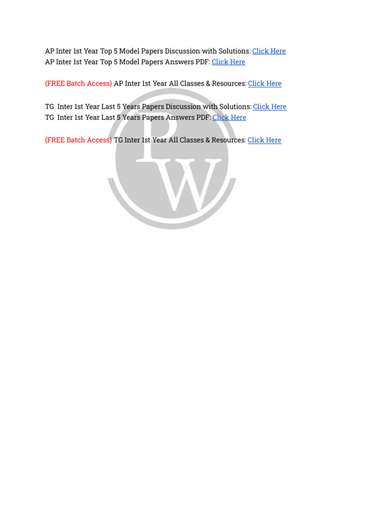 AP - TG 1st Year Last 5 Years - Top 5 Model Papers | PDF