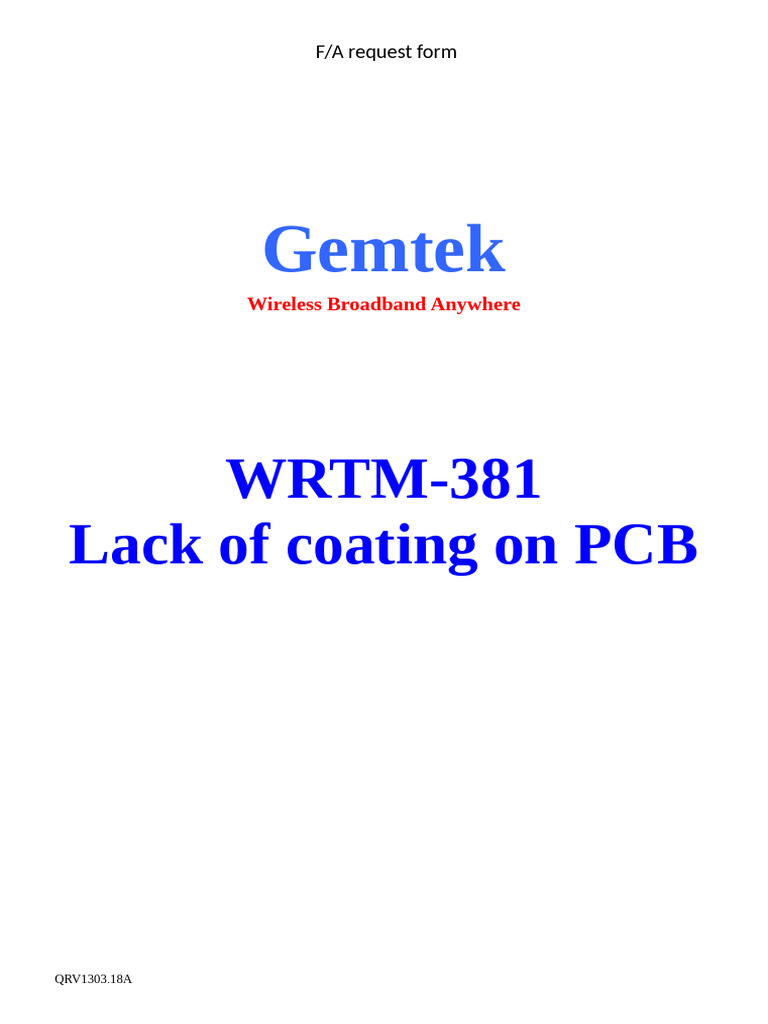 2026.03.09 - WRTM-381 - Lack of Coating On PCB - PN 970-400-0870R | PDF