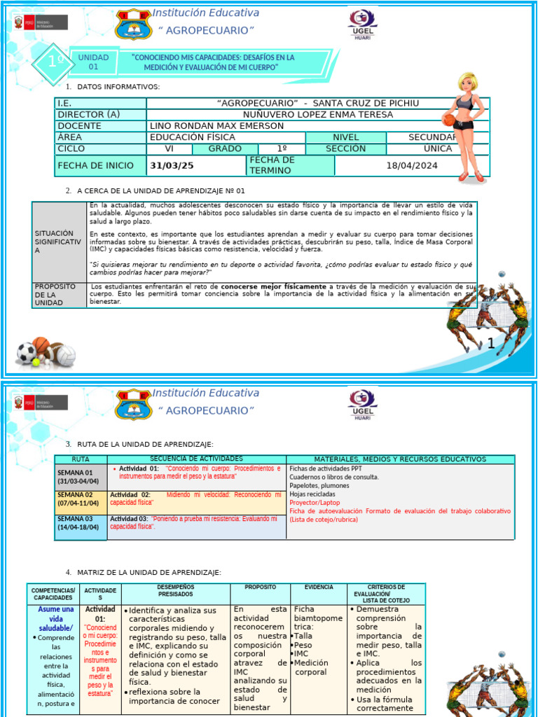 1º Unidad 1 Ef - 2024 | PDF | Aprendizaje | Plan de estudios