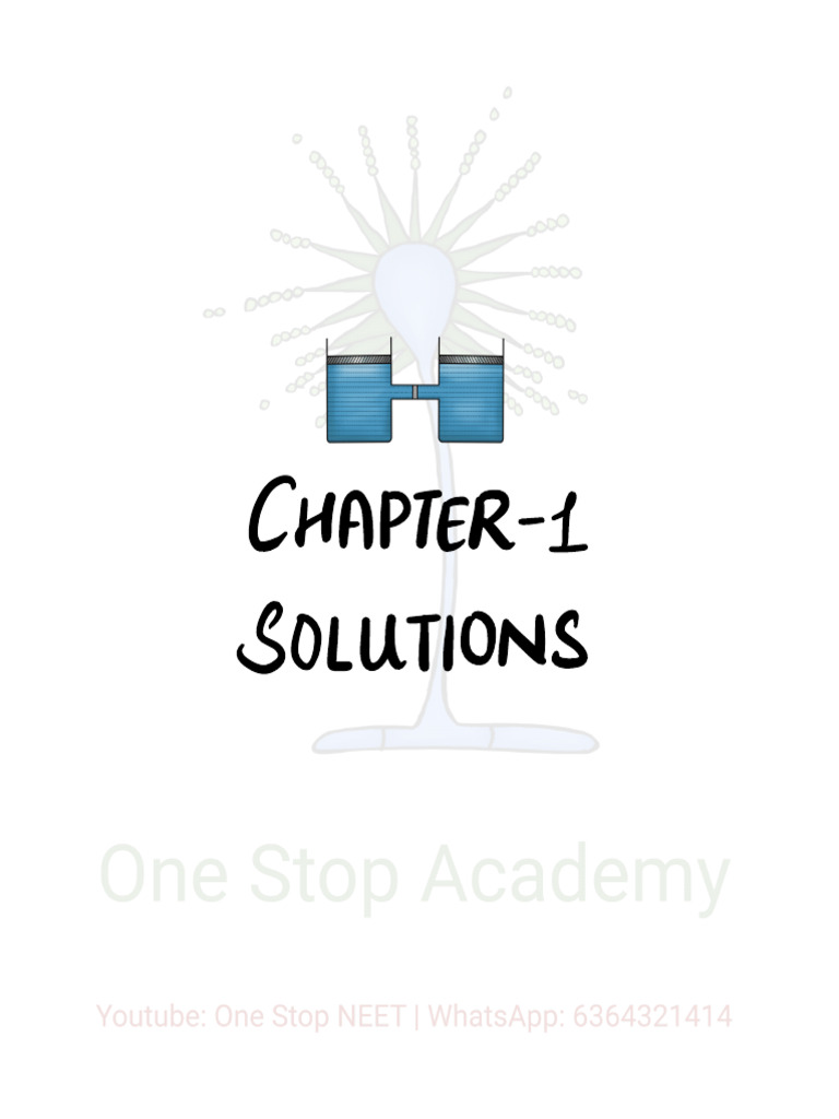 JEE Chemistry - Class 12 - CH1 | PDF | Solubility | Osmosis