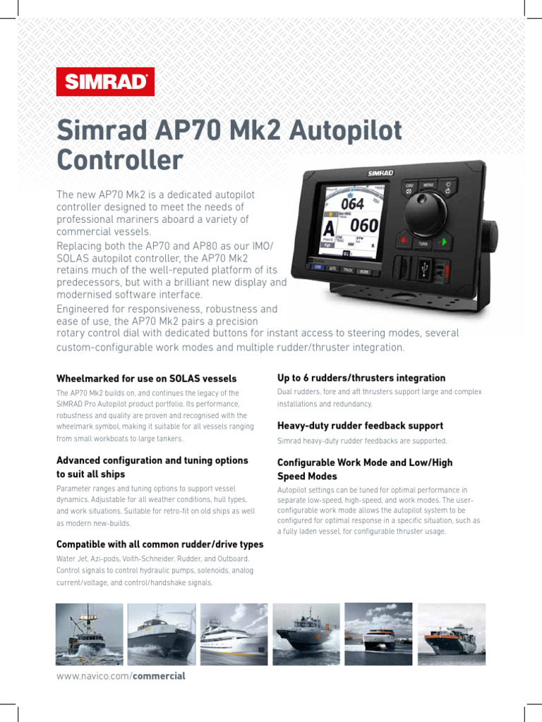 Simrad AP70 Mk2 Cutsheet - 37389 | PDF | Rudder | Ships