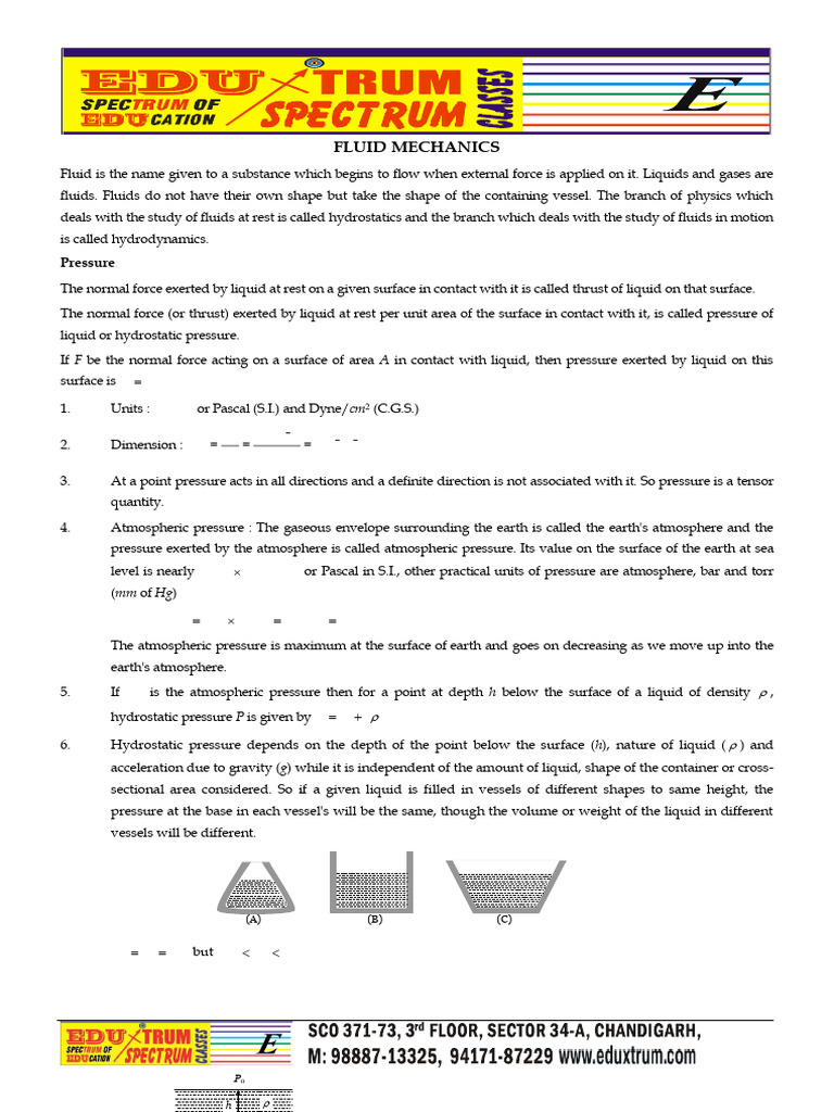 Fluid Mechanics Supplement | PDF | Buoyancy | Fluid Dynamics