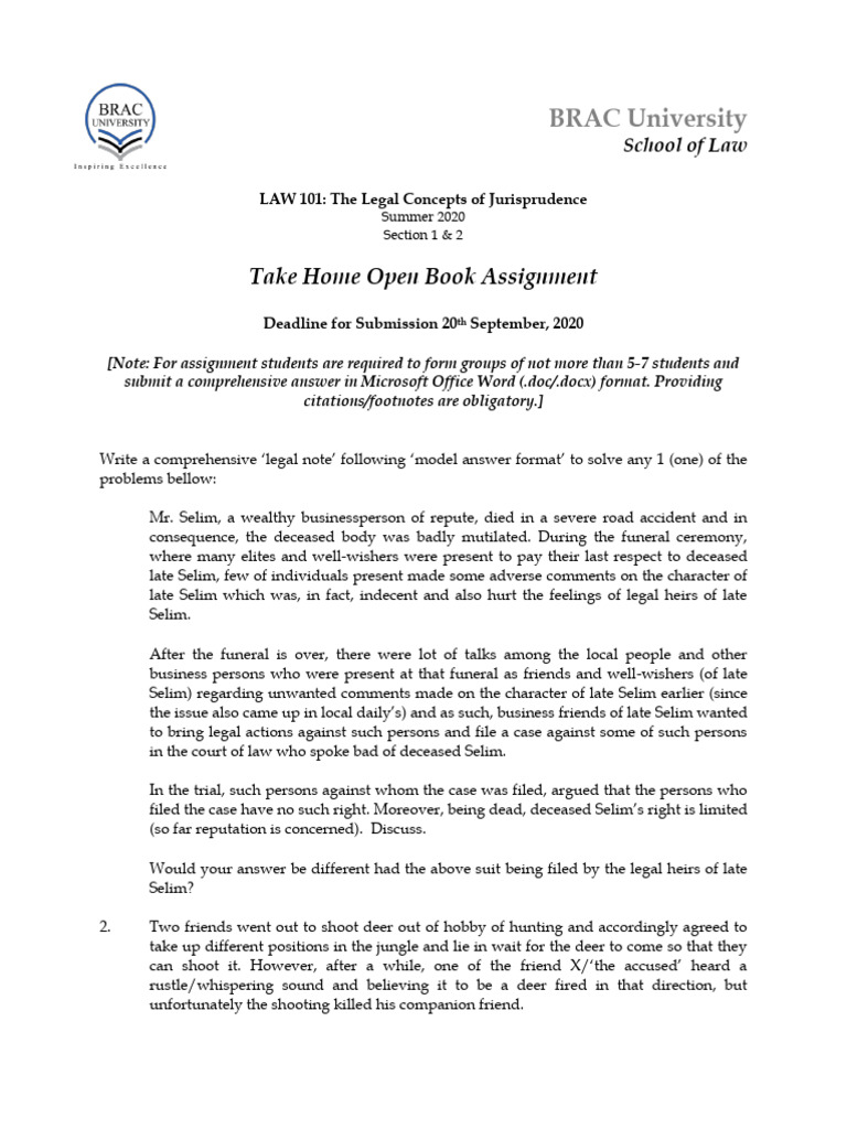 LAW 101 Assignment Summer 2020 | PDF | Prosecutor | Criminal Law