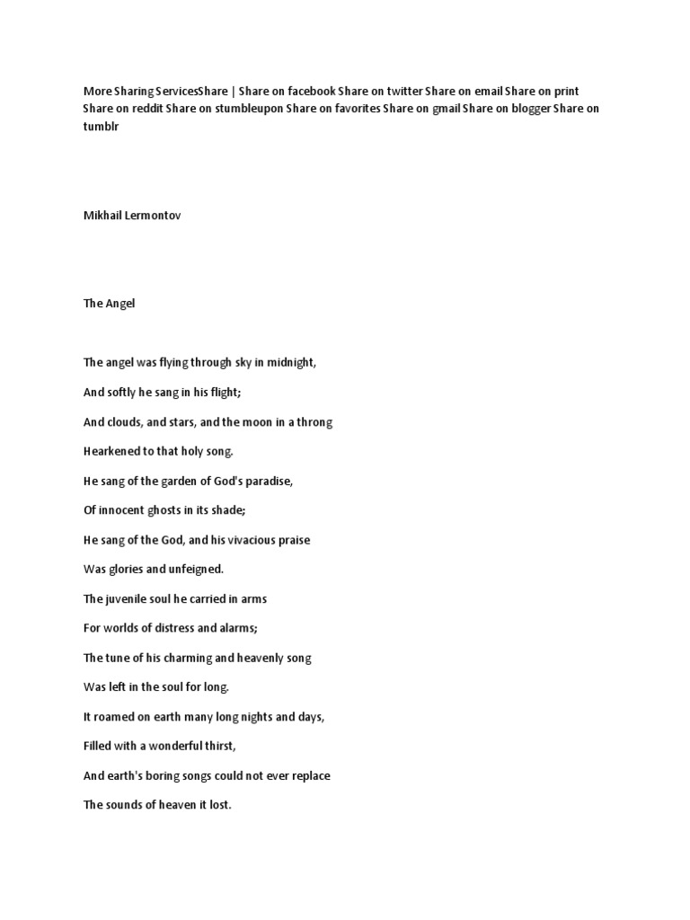 Mihail Lermontov Poems PDF Heaven Religion And Belief