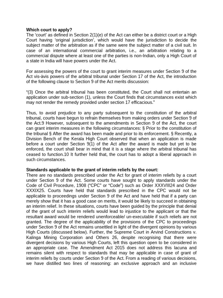 Injuction Under S9 ACA | PDF | Arbitration | Article One Of The United ...