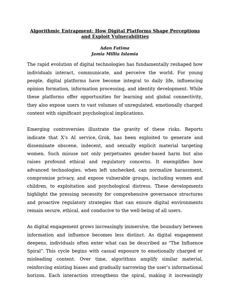 Algorithmic Entrapment | PDF | Psychology | Human Communication