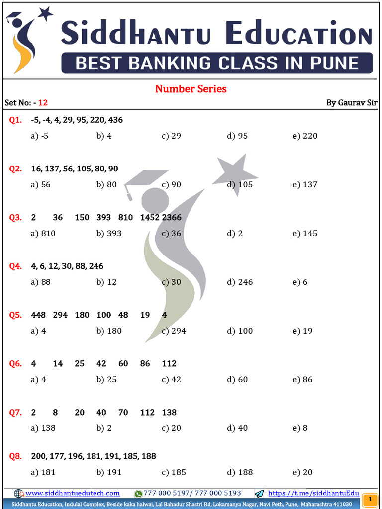 Number Series Set P12 | PDF