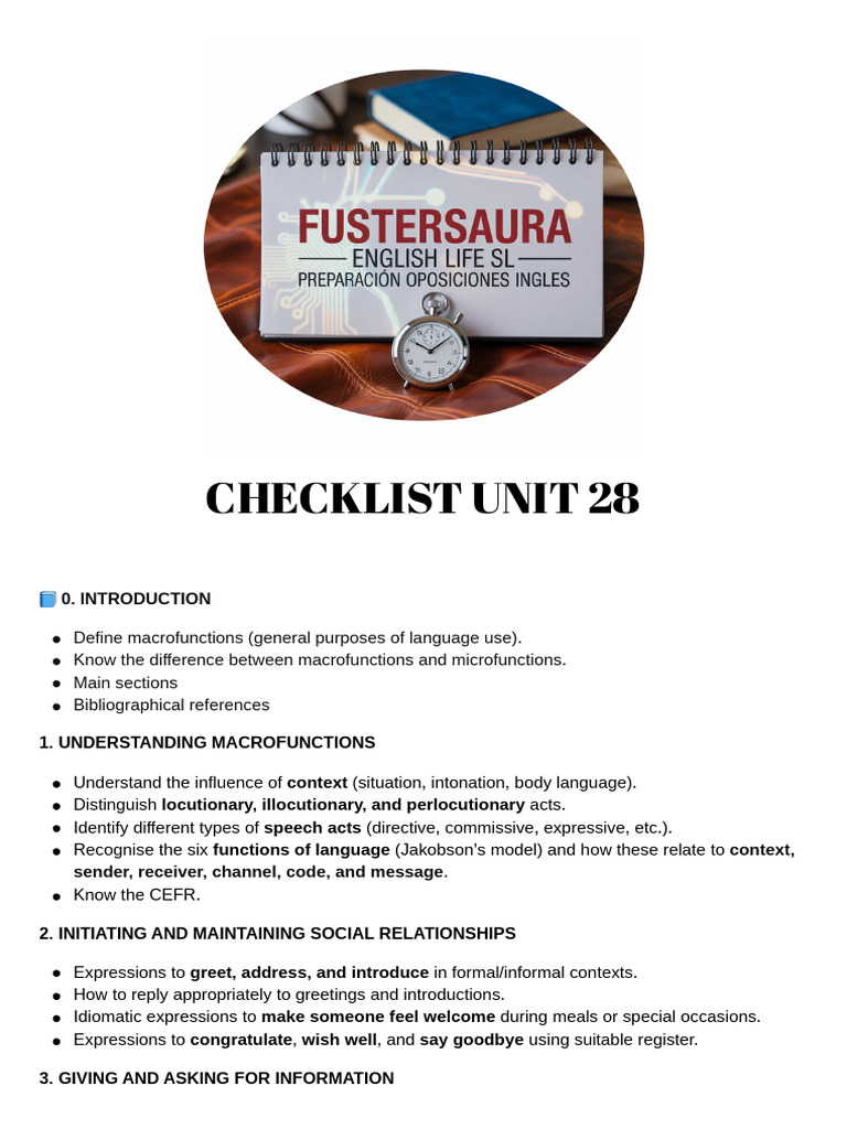 Checklist Unit 28 | PDF