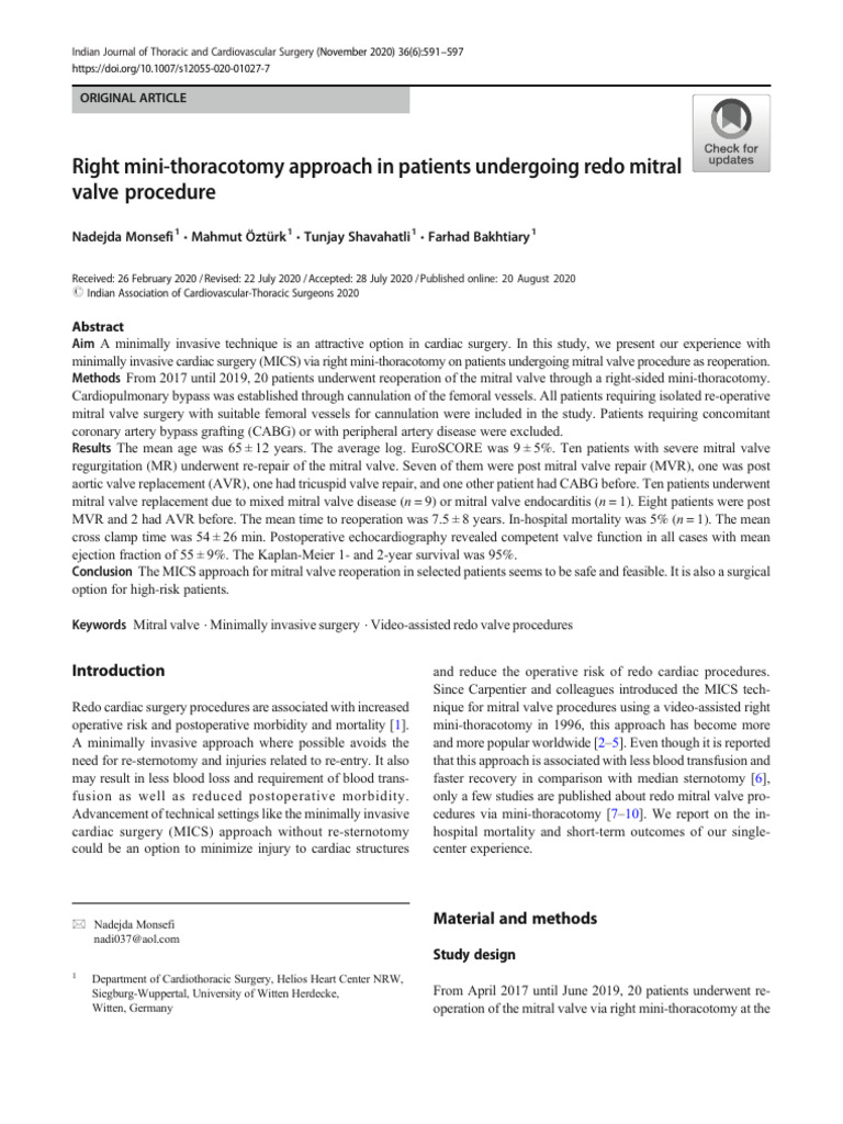 Mics For Mitral Valve Redo | PDF
