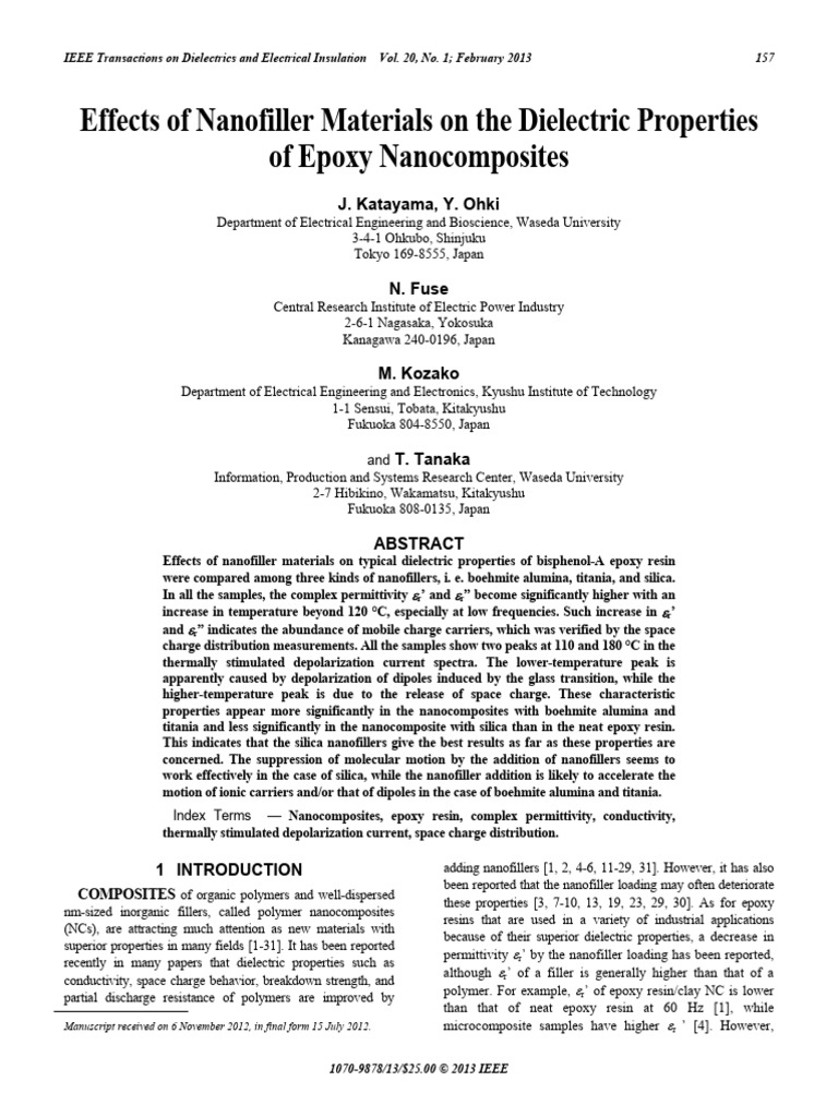 Effect of Nano Fillers | PDF | Dielectric | Electrical Resistivity And ...